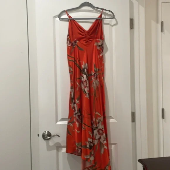 All saints beautiful orange asymmetrical floral dress size 8 - Picture 2 of 5